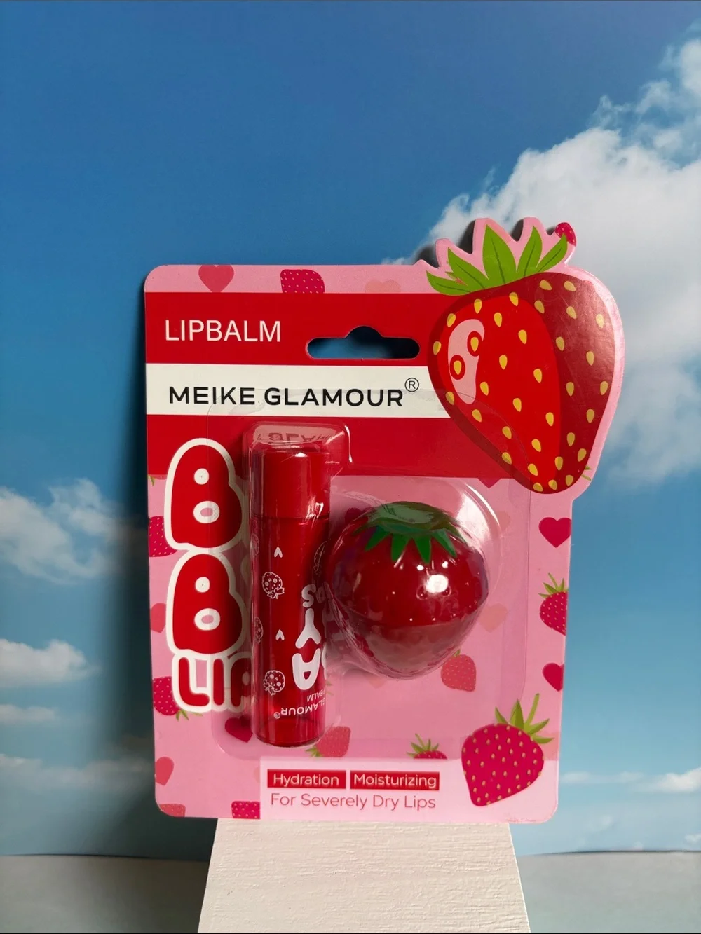 Glamour Red Strawberry Lip‎ Balm Set